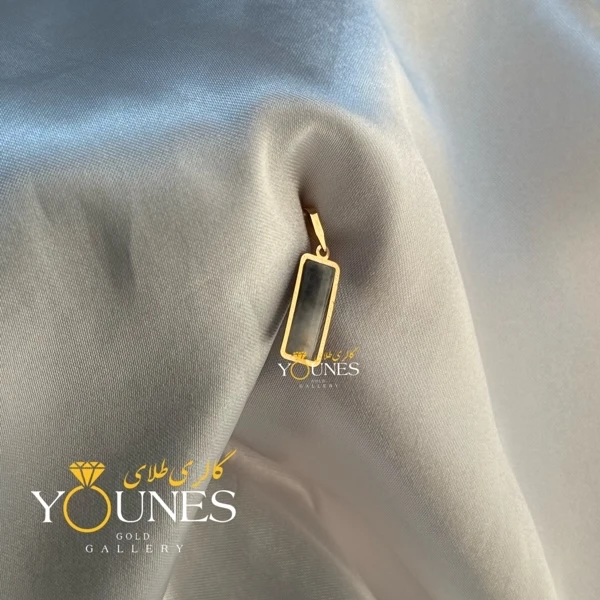 آویز طلا سنگ کوارتز طوسی